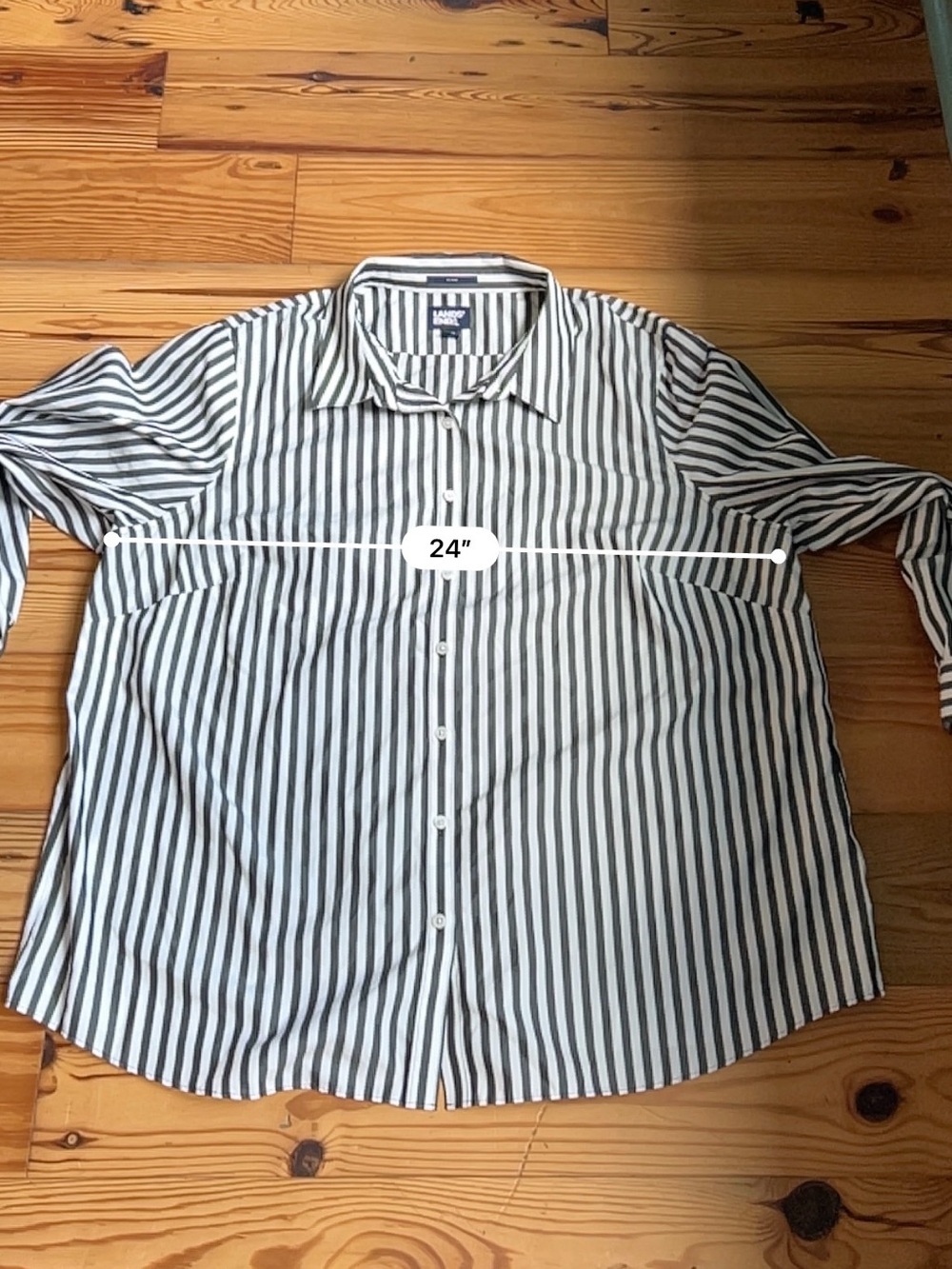 Lands’ End No Iron Black and White Striped Button Up Blouse Women’s Size 22 - Picture 5 of 6